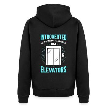 Fahrstuhl | Aufzug Aufzugsmechaniker Geschenk - Unisex Premium Bio Zip Hoodie - Schwarz - Hinten - Nico (187cm)