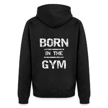 Fitness Gym Workout Bodybuilding - Unisex Premium Organic Zip Hoodie - black - Back - Nico (187cm)