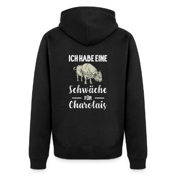 Charolais Rind I Frankreich Rinderzucht für - Unisex Premium Bio Zip Hoodie - Schwarz - Hinten - Nico (187cm)
