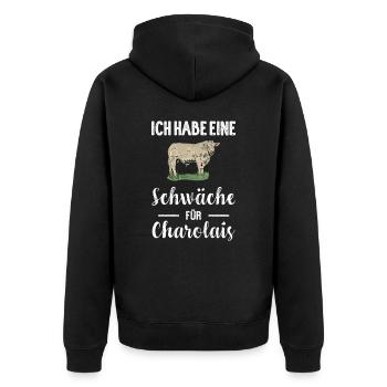 Charolais Rind I Frankreich Rinderzucht für - Unisex Premium Bio Zip Hoodie - Schwarz - Hinten - Nico (187cm)