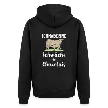 Charolais Rind I Frankreich Rinderzucht für - Unisex Premium Bio Zip Hoodie - Schwarz - Hinten - Nico (187cm)