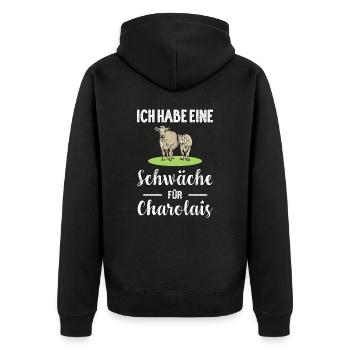 Charolais Rind I Frankreich Rinderzucht für - Unisex Premium Bio Zip Hoodie - Schwarz - Hinten - Nico (187cm)