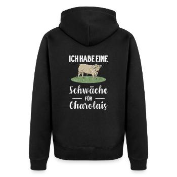Charolais Rind I Frankreich Rinderzucht für - Unisex Premium Bio Zip Hoodie - Schwarz - Hinten - Nico (187cm)