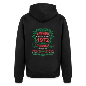 Legenden wurden im Jahr 1972 geboren - Unisex Premium Bio Zip Hoodie - Schwarz - Hinten - Nico (187cm)