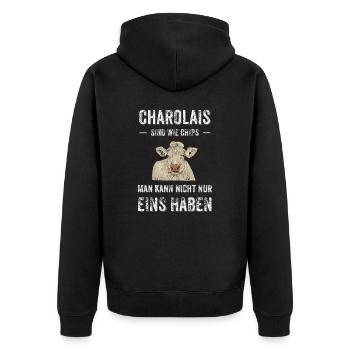 Charolais Rind I Frankreich Rinderzucht für - Unisex Premium Bio Zip Hoodie - Schwarz - Hinten - Nico (187cm)