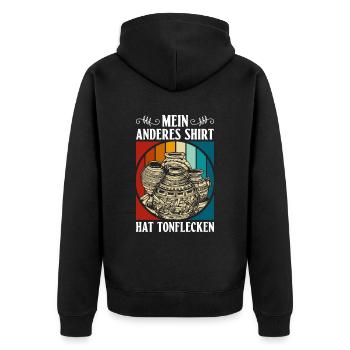 Mein Anderes Shirt Hat Tonflecken - Töpfer Töpfern - Unisex Premium Bio Zip Hoodie - Schwarz - Hinten - Nico (187cm)
