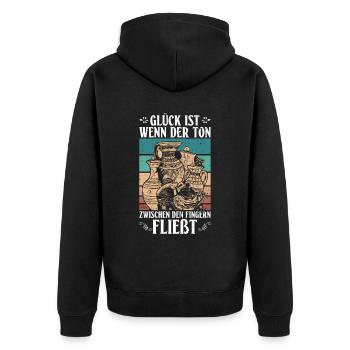 Glück Wenn Der Ton Zwischen Fingern Fließt Töpfer - Unisex Premium Bio Zip Hoodie - Schwarz - Hinten - Nico (187cm)