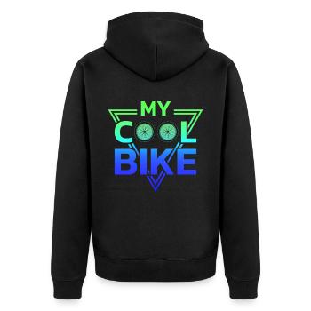 vintage Bike Outfit, Fahrrad Urban Freestyle BMX - Unisex Premium Bio Zip Hoodie - Schwarz - Hinten - Nico (187cm)