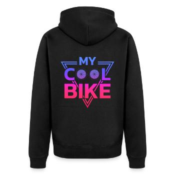 vintage Bike Outfit, Fahrrad Urban Freestyle BMX - Unisex Premium Bio Zip Hoodie - Schwarz - Hinten - Nico (187cm)