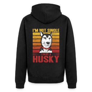 Je ne suis pas célibataire J’ai un Husky - Veste à capuche bio Premium Unisexe - noir - Dos - Nico (187cm)