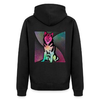Husky - Unisex Premium Bio Zip Hoodie - Schwarz - Hinten - Nico (187cm)