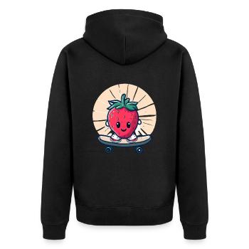 Strawberry skateboard in sunset - Unisex Premium Organic Zip Hoodie - black - Back - Nico (187cm)