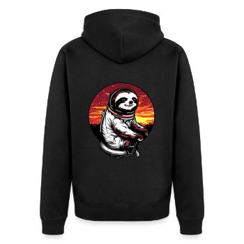Plus paresseux dans l’espace au coucher du soleil - Veste à capuche bio Premium Unisexe - noir - Dos - Nico (187cm)