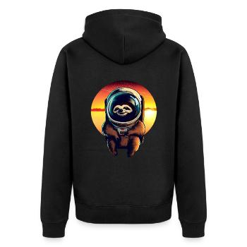 Plus paresseux dans l’espace au coucher du soleil - Veste à capuche bio Premium Unisexe - noir - Dos - Nico (187cm)