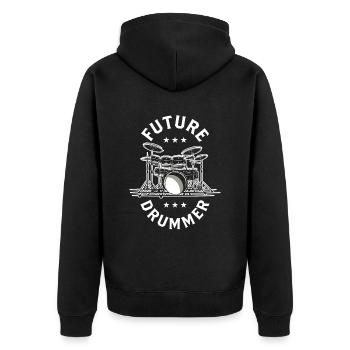 Zukünftiger Schlagzeuger Schlagzeug Drum Drummer - Unisex Premium Bio Zip Hoodie - Schwarz - Hinten - Nico (187cm)