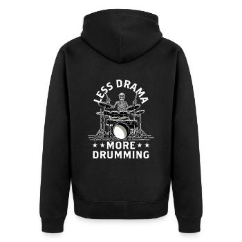 Less drama, more drums, drums, drums - Unisex Premium Organic Zip Hoodie - black - Back - Nico (187cm)