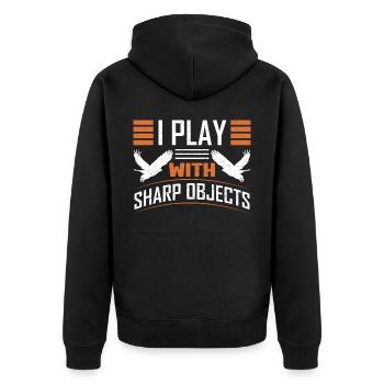 Falconer Falconry Falcon Ornithology Falcon - Unisex Premium Bio Zip Hoodie - Schwarz - Hinten - Nico (187cm)