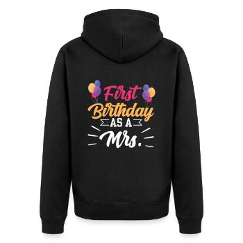 Premier anniversaire en tant que femme femme enceinte humour - Veste à capuche bio Premium Unisexe - noir - Dos - Nico (187cm)