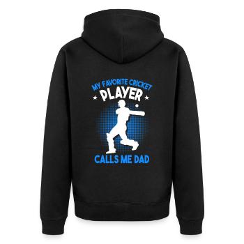 Mein Lieblings-Cricketspieler nennt mich Papa - Unisex Premium Bio Zip Hoodie - Schwarz - Hinten - Nico (187cm)