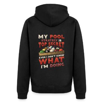 Funny pool player, billiards pool league - Unisex Premium Organic Zip Hoodie - black - Back - Nico (187cm)