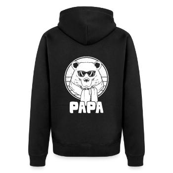 Fête des pères Papa Wear - Veste à capuche bio Premium Unisexe - noir - Dos - Nico (187cm)