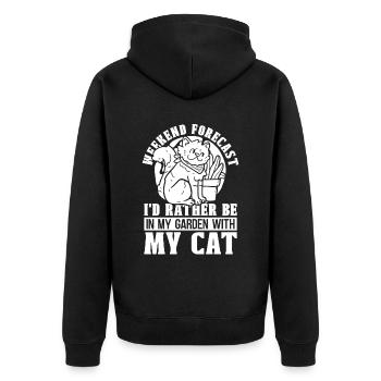 Hobbygärtner Garten Katzenartig Gartenkatze - Unisex Premium Bio Zip Hoodie - Schwarz - Hinten - Nico (187cm)