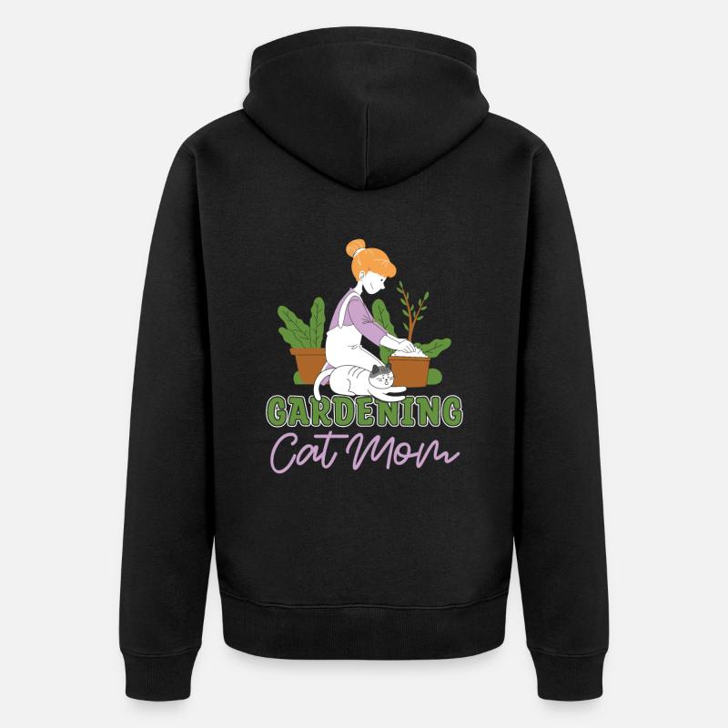 Hobbygärtner Garten Mutter Gartenkatze - Unisex Premium Bio Zip Hoodie - Schwarz