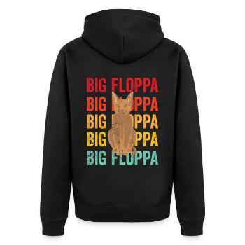 Big Floppa Karakal Katze Meme Retro - Unisex Premium Bio Zip Hoodie - Schwarz - Hinten - Nico (187cm)