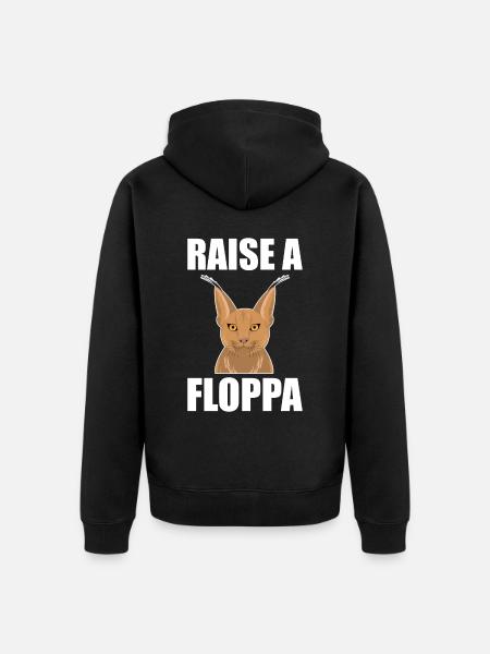 Big Floppa Caracal Cat Meme - Premium unisex luomu-huppari vetoketjulla - musta