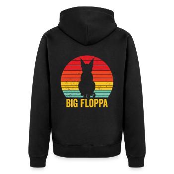 Big Floppa Caracal Cat Meme Retro - Unisex Premium Organic Zip Hoodie - black - Back - Nico (187cm)
