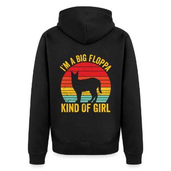 Big Floppa Caracal Retro - Unisex Premium Organic Zip Hoodie - black - Back - Nico (187cm)