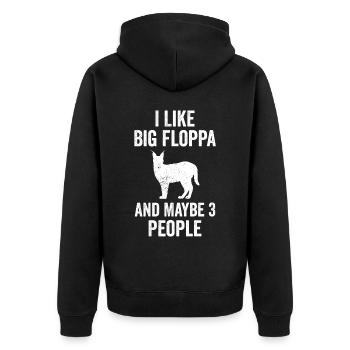 Great Floppa Caracal - Unisex Premium Organic Zip Hoodie - black - Back - Nico (187cm)