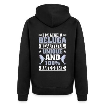 Beluga Whale Beluga Whale Whale Watching Dolphin Dolphin - Unisex Premium Organic Zip Hoodie - black - Back - Nico (187cm)