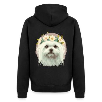 Fleur maltaise mignonne Couronne Chien Race Floral Pup - Veste à capuche bio Premium Unisexe - noir - Dos - Nico (187cm)