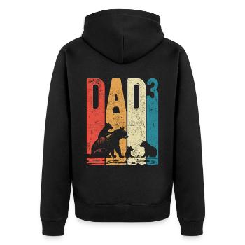 Dad Hoch 3 Papa Hoch 3 Kinder Bär Dreifacher Papa - Unisex Premium Bio Zip Hoodie - Schwarz - Hinten - Nico (187cm)