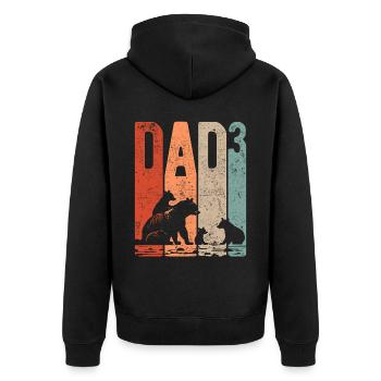 Dad Hoch 3 Papa Hoch 3 Kinder Bär Dreifacher Papa - Unisex Premium Bio Zip Hoodie - Schwarz - Hinten - Nico (187cm)