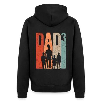 Dad Hoch 3 Papa Hoch 3 Kinder Drei Jungen Retro - Unisex Premium Bio Zip Hoodie - Schwarz - Hinten - Nico (187cm)