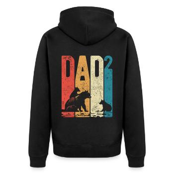 Dad Hoch 2 Papa Hoch 2 Kinder Bär Zweifacher Papa - Unisex Premium Bio Zip Hoodie - Schwarz - Hinten - Nico (187cm)