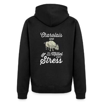 Charolais Rind I Frankreich Rinderzucht für - Unisex Premium Bio Zip Hoodie - Schwarz - Hinten - Nico (187cm)