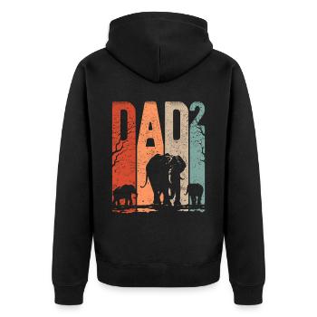Dad Hoch 2 Papa Hoch 2 Kinder Papa Elefant - Unisex Premium Bio Zip Hoodie - Schwarz - Hinten - Nico (187cm)