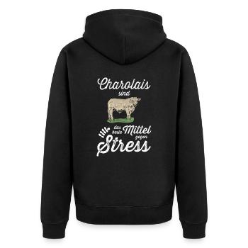 Charolais Rind I Frankreich Rinderzucht für - Unisex Premium Bio Zip Hoodie - Schwarz - Hinten - Nico (187cm)