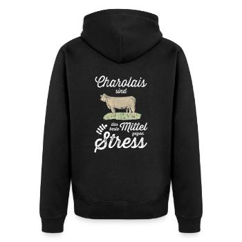 Charolais Rind I Frankreich Rinderzucht für - Unisex Premium Bio Zip Hoodie - Schwarz - Hinten - Nico (187cm)