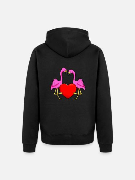 Flamingo Love - Unisex Premium Organic Zip Hoodie - black