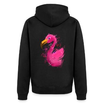 Colorful Flamingo - Unisex Premium Bio Zip Hoodie - Schwarz - Hinten - Nico (187cm)
