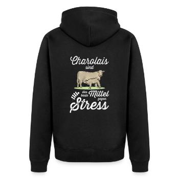 Charolais Rind I Frankreich Rinderzucht für - Unisex Premium Bio Zip Hoodie - Schwarz - Hinten - Nico (187cm)