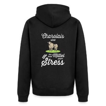 Charolais Rind I Frankreich Rinderzucht für - Unisex Premium Bio Zip Hoodie - Schwarz - Hinten - Nico (187cm)