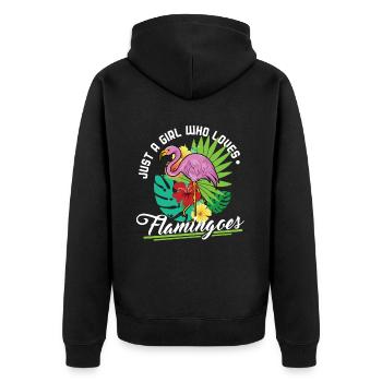 Flamingo Mädchen - Unisex Premium Bio Zip Hoodie - Schwarz - Hinten - Nico (187cm)