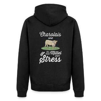 Charolais Rind I Frankreich Rinderzucht für - Unisex Premium Bio Zip Hoodie - Schwarz - Hinten - Nico (187cm)