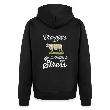 Charolais Rind I Frankreich Rinderzucht für - Unisex Premium Bio Zip Hoodie - Schwarz - Hinten - Nico (187cm)
