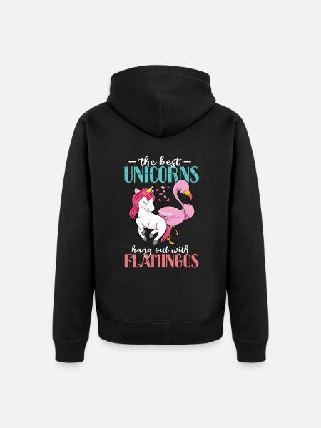 Flamingo Einhorn - Unisex Premium Bio Zip Hoodie - Schwarz